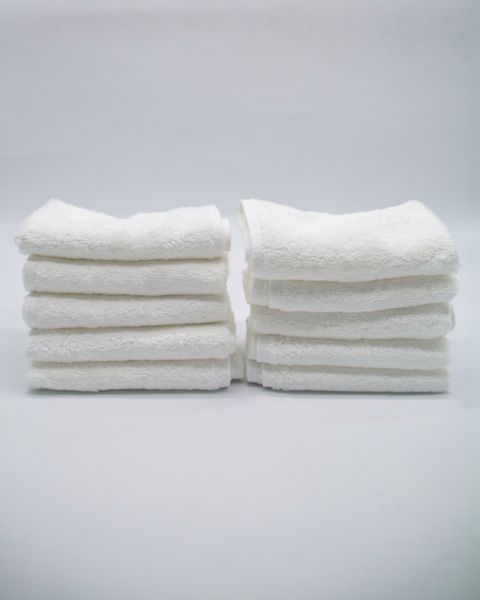 Luxury Cotton Face Towels, White - Pack of 10