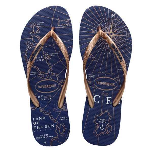 Havaianas Slim Nautical Navy Blue Rose Gold