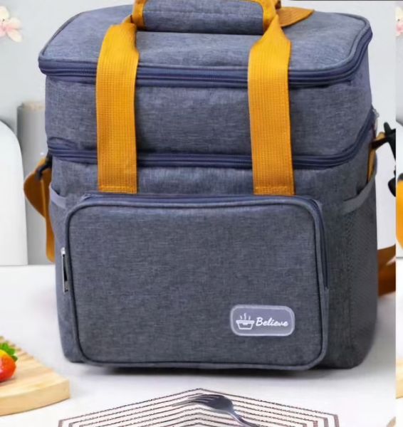 Expandable Double Deck Lunch Bag (Light Blue)