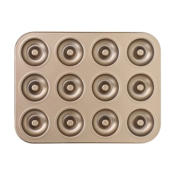 12-Cavity Non-Stick Donut Baking Pan - Gold