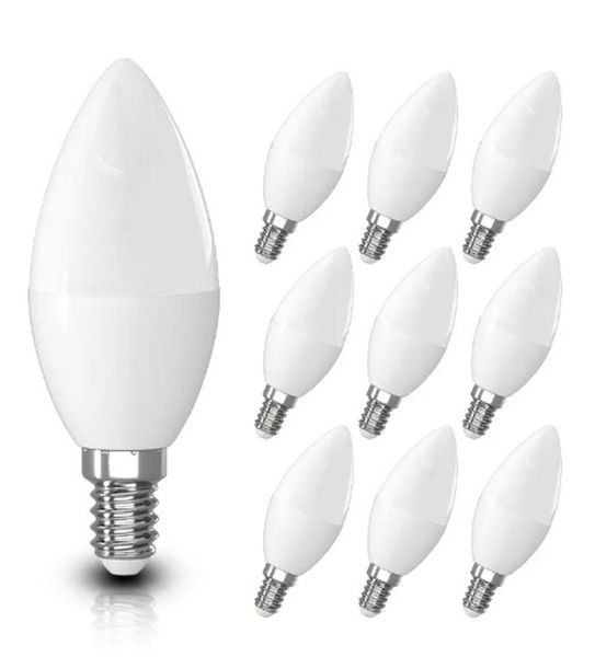 5W Led Candle Bulbs Pack of 10 Daylight E14