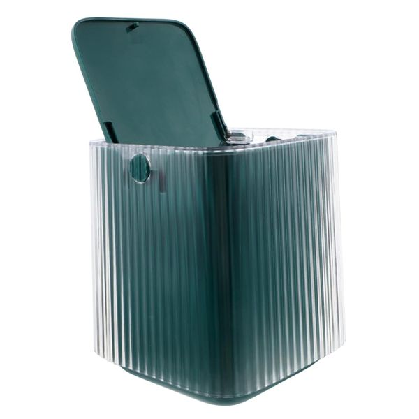 Mini Desk Trash Can with Push Top Lid Compact Garbage Bin for Home &amp; Offic