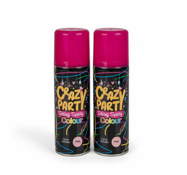 Crazy Party Pink Streamer Spray - 85 g Can for Celebrations - 2 Pack