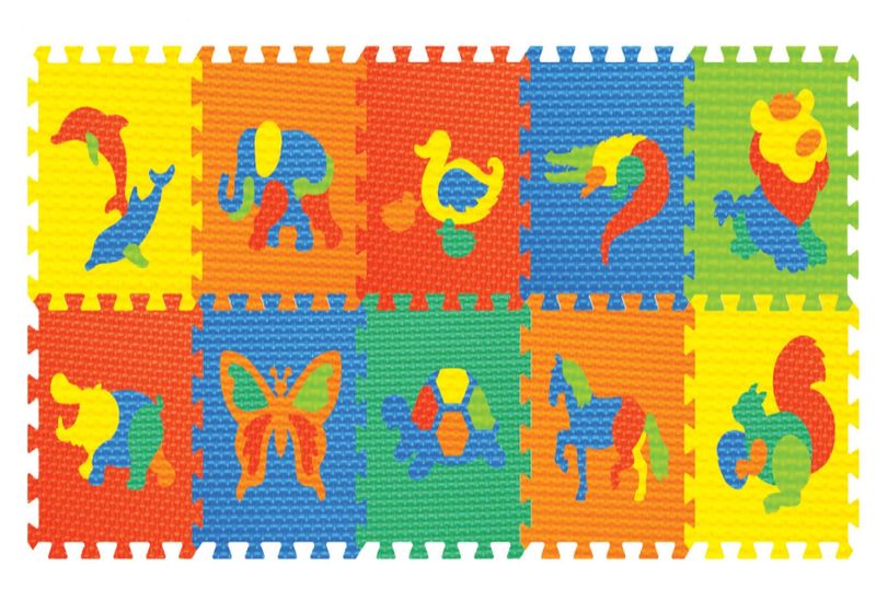 Animal Shapes EVA Puzzle Floor Mat (10 Pieces) - Kids Play &amp; Learn