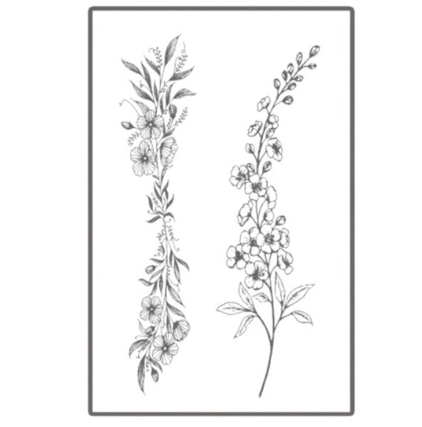 1 Piece - Delicate Blooms Temporary Tattoo - Black