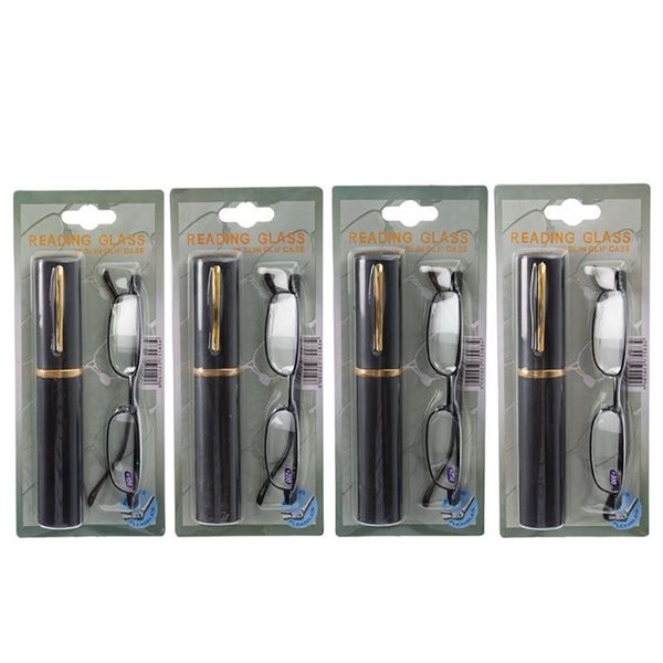 Bulk Pack x 4 Square Framed Reading Glasses Metal Case