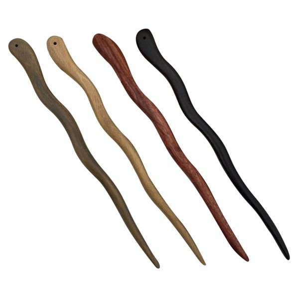 Fashion Wooden Vintage Style Wavy Chinese Hair Pin - Set of 4 - 18cm