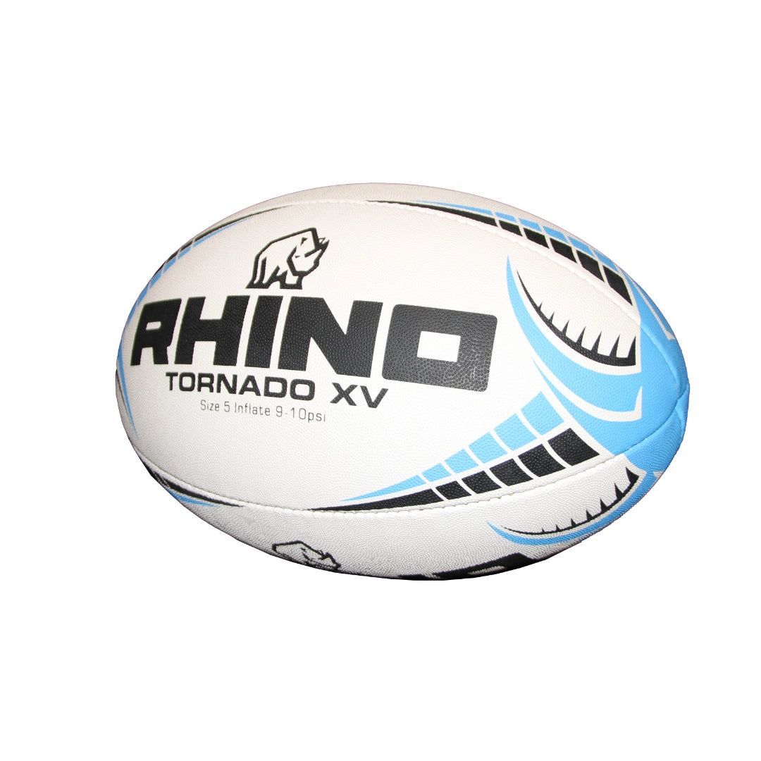 Rhino Tornado XV Rugby Ball - White/Light Blue
