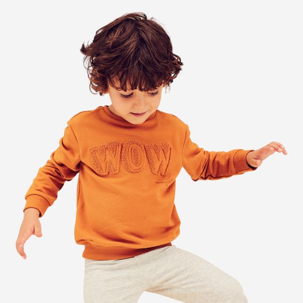 Domyos Kids' Sweatshirt Basic - Ochre with Motifs - Brown