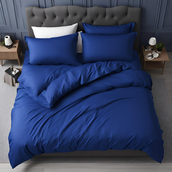 PolyCotton Duvet Cover Set - Royal Blue