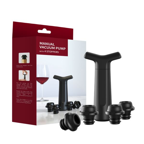 Wine Saver Vacuum Pump with 4 Wine Stoppers