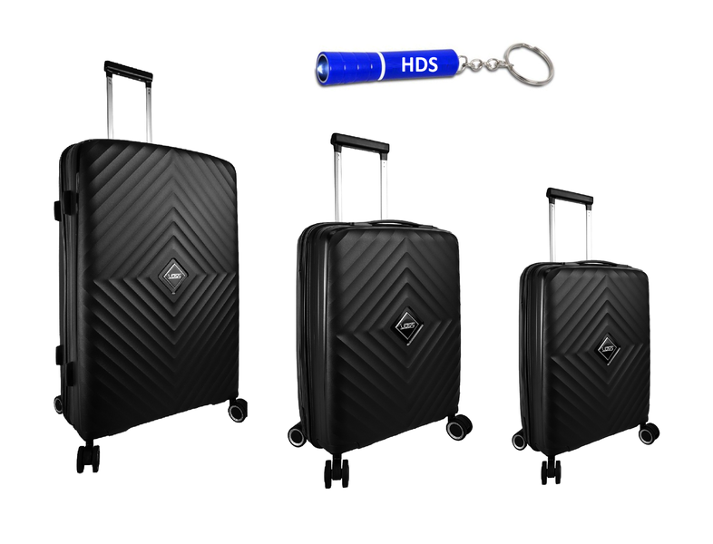 Voss 3 Piece Lockable Hard Shell Luggage Set with HDS Branded Keyring