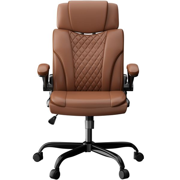 Large Headrest Work Chair with Flip-up Armrest Swivel Computer Office Chair