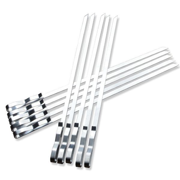 42cm Long Thickened Large Stainless Steel Flat Skewers For Barbecue