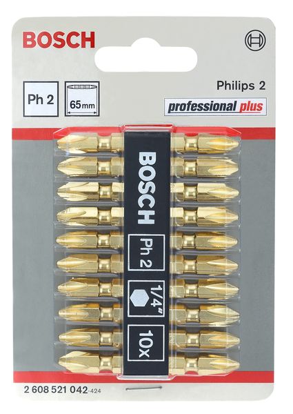 Double-ended SDB set Gold color PH2; PH2; 65 mm, 10 Piece