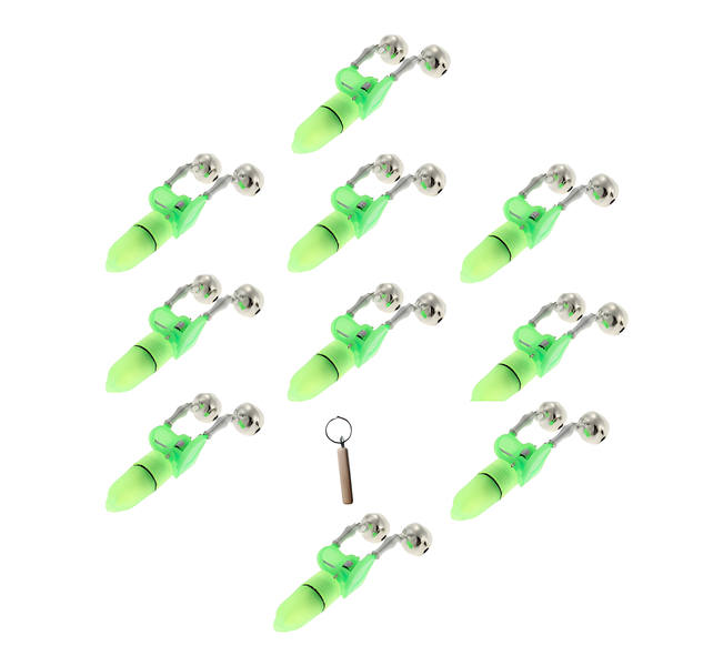 Fishing Bite Alarm Bright Sensitive Fishing Bell &amp; Light Alarms 10 Pack