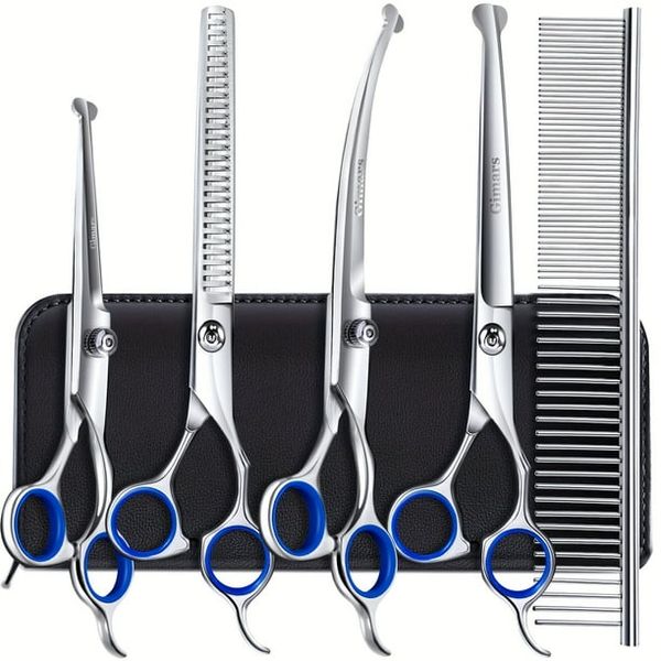 Pet Grooming Scissors Set Round Head Stainless Steel Cats and Dogs