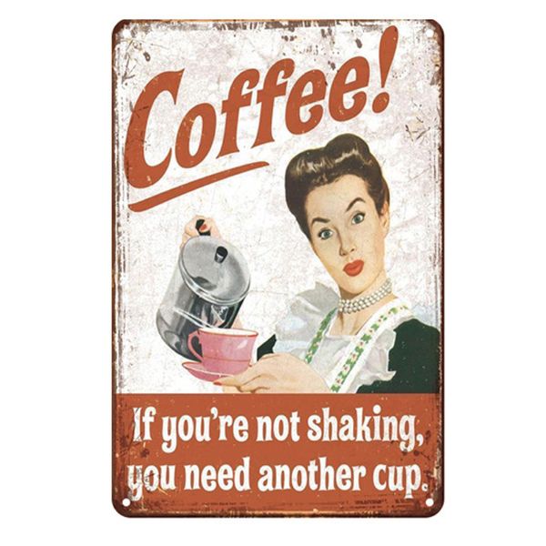 Decor Vintage Signs Tin Metal Retro Shaking Coffee