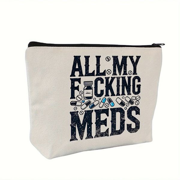 Fashion Personality Letter Zipper Canvas Cosmetic Fashion Storage Bag