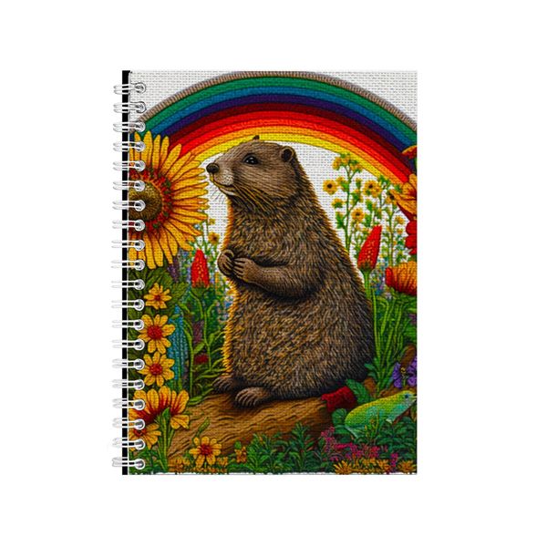 Embroidered GROUNDHOG1 Notebook Animal Gift Idea Notepad Pad 100