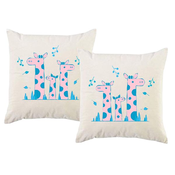 PepperSt – Scatter Cushion Cover Set – Pink Giraffes