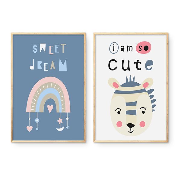 Cape Art Framed Canvas 2 Piece 40x60cm Sweet Dreams Raccoon