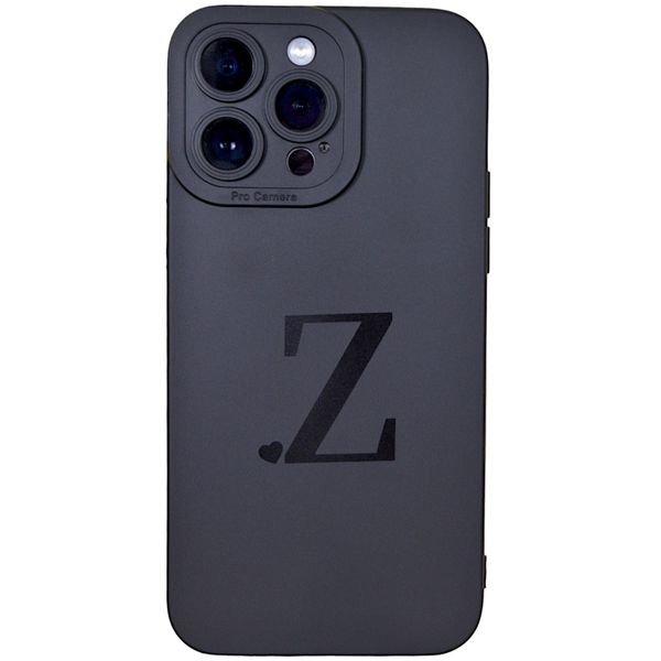 Black Phone Case with Initial Z &amp; Pro Camera for iPhone 14 Pro
