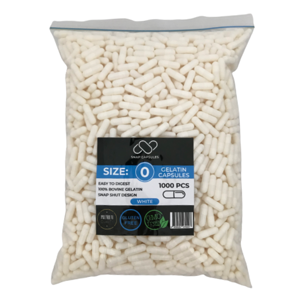 1000 Empty Capsules Size 0 - White Gelatin Capsules