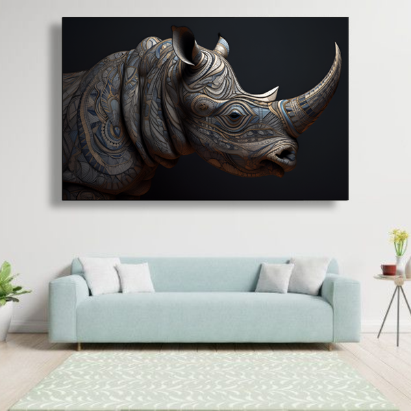 Canvas Wall Art - Intricate Rhino Design - IM0013