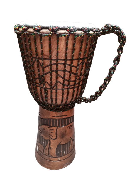 Djembe Drum Tribal Carving Elephant 50cm x 22cm