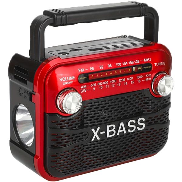 Portable FM Radio with Flashlight - Rechargeable, Multi-Band, USB/T