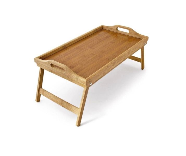 LC TECH Bamboo Breakfast in Bed Tray Table with Folding Legs Laptop Stand