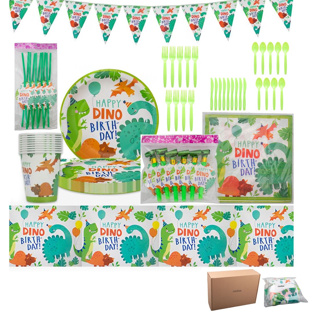Mix Box Dinosaur Birthday Party Decor Balloon Banner DIY Decoration Set