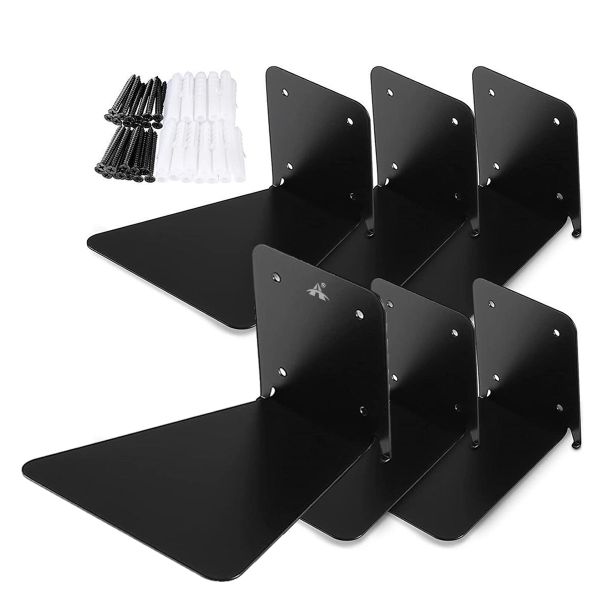 ALANES 6 Pack Wall Mount Iron Floating Bookshelf for Home Office