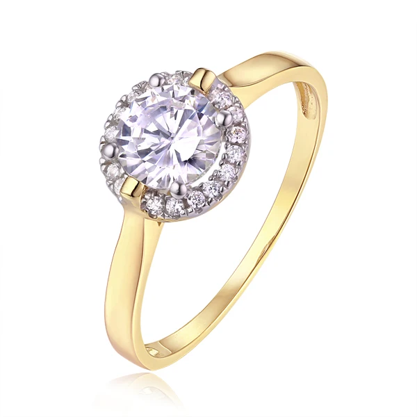 Genuine 9kt Yellow Gold Cubic Zirconia Halo Ring (0.93ct)