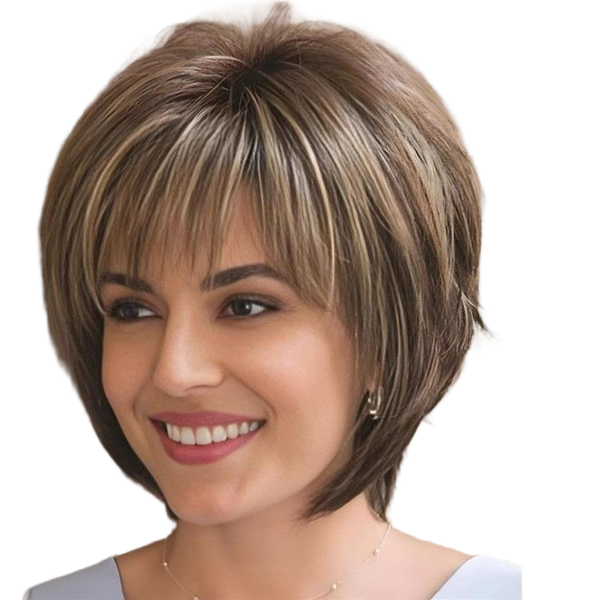 Women's Ombre Straight Wig - Wispy Bangs Shortcut Hair Topper
