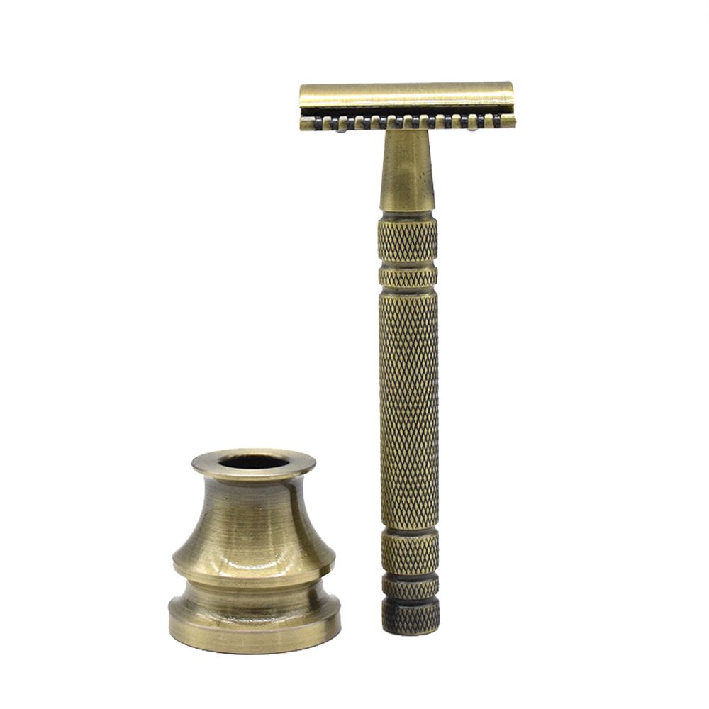 Classic Double Edge Safety Razor Hair Removal Manual Shaver with Base