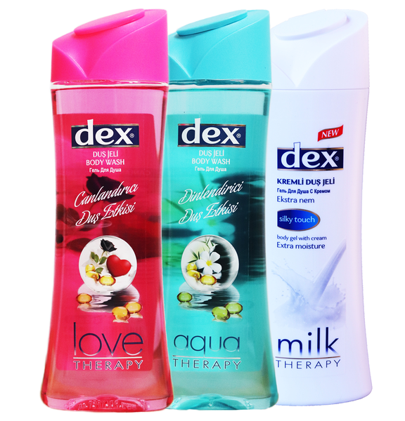 Dex Body Wash Therapy - Aqua and Love and Milk 3 x 415ml