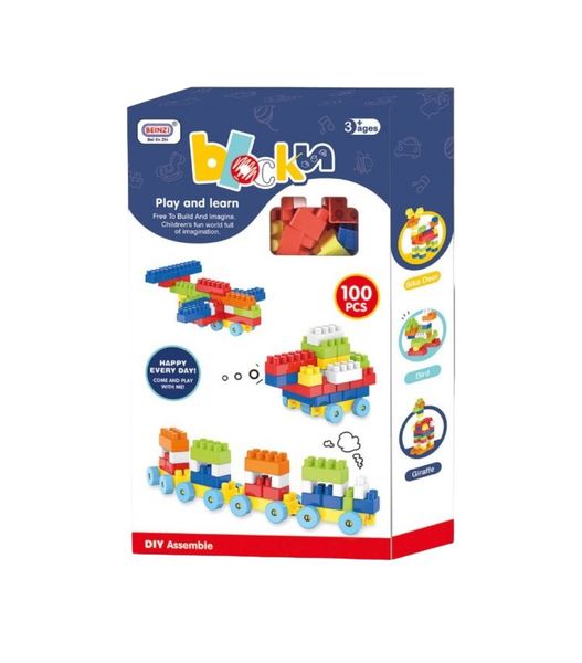 Boss Kids 100 Piece Colorful DIY Educational Building Block Toys