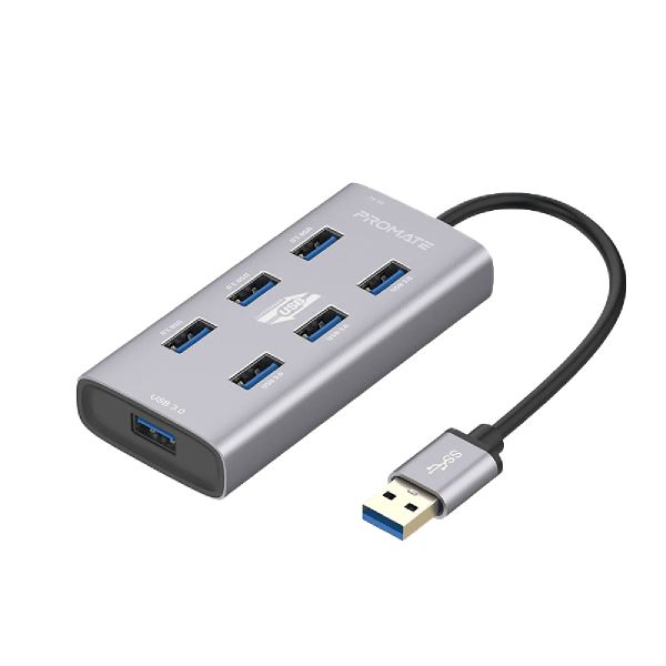 Promate EzHub Aluminum USB Hub / 7 USB 3.0 ports / USB-C Adaptor
