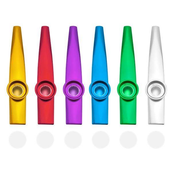 6 PCS Metal Kazoos With 6 PCS Spare Diaphragms,Fun Musical Instruments
