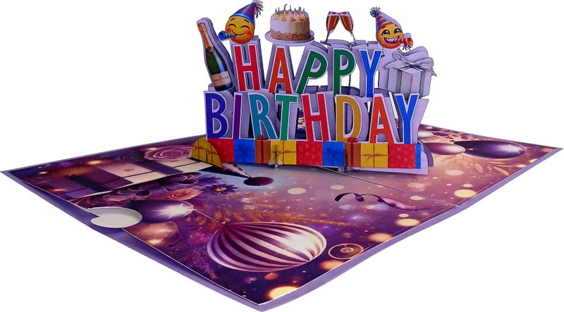 3D Pop-Up Greetings Card - Word Mature Birthday - Metallic Cardstock