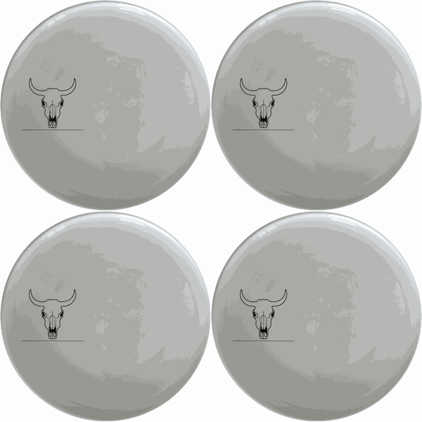 Frontfacing Cow Skull Dinner Plate Set of 4 - Range 1