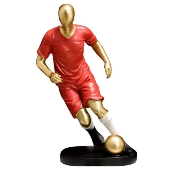 Decor Resin Football Player Statue - Dribbling Pose, 12.5cm
