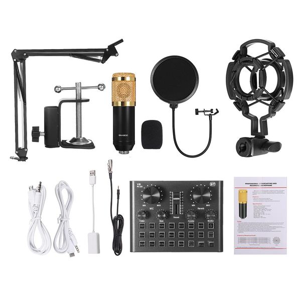 Ncuma Condenser Microphone Mic For Pc Studio With V8 Sound Card