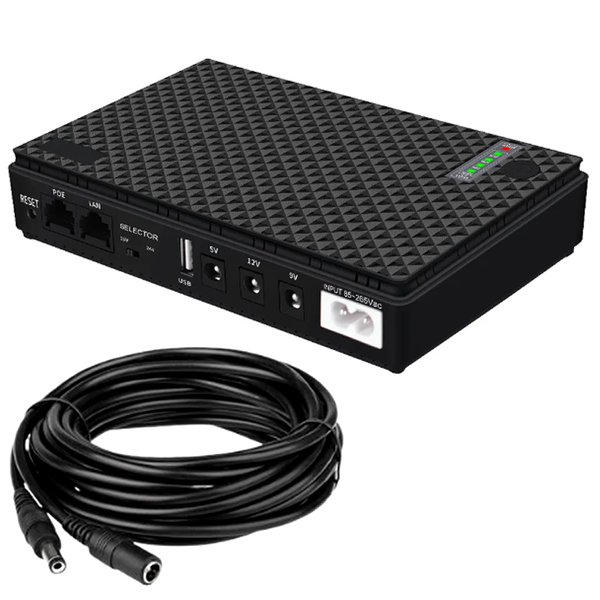 Portable 10400mAh Lithium Battery UPS With 5M Extention Cable