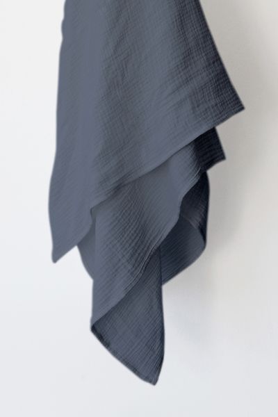 Blue Grey Muslin Swaddle Blanket image