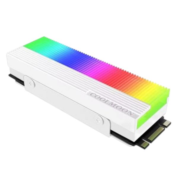 COOLMOON CM-M2A ARGB M.2 SSD Cooler - 5V A-RGB Sync Heatsink - White