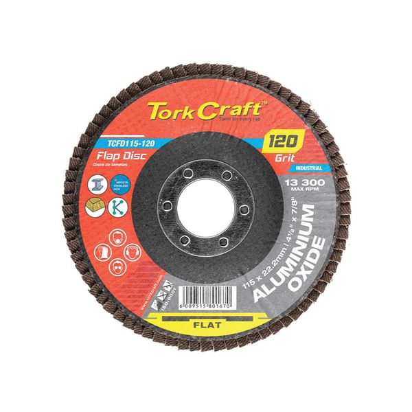 Tork Craft - Aluminium Oxide Industrial Flap Discs (120 Grit) - 5 Pack