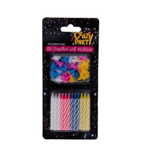 Crazy Party - 24 Pack Candles With Holder
